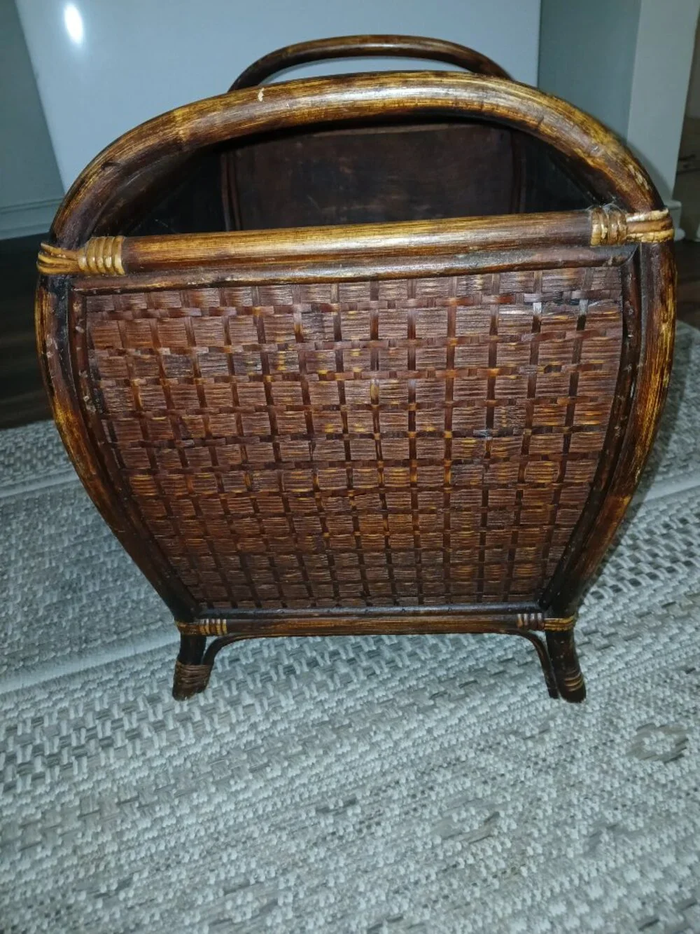 Pier 1 Rattan Bamboo Footed Storage Basket